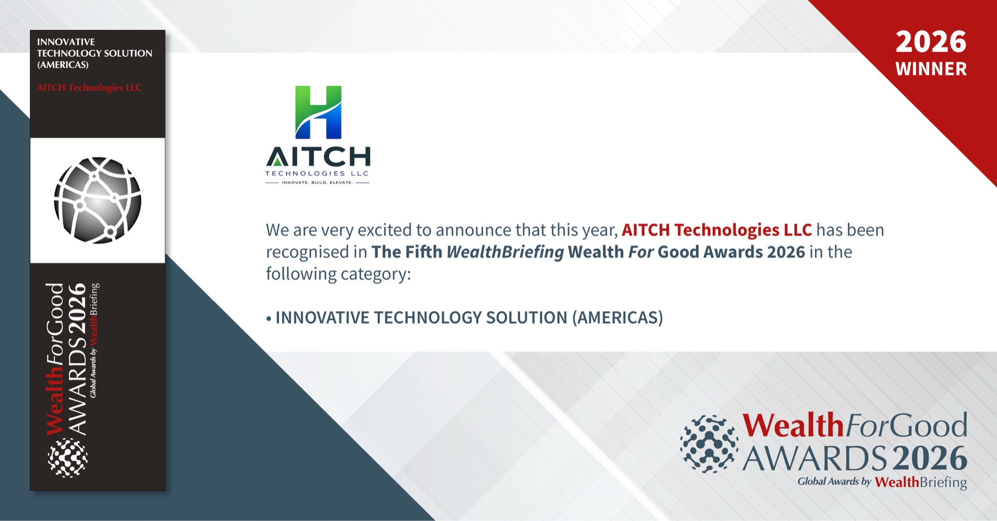 AITCH Technologies — Wealth For Good Awards 2026 Winner, Innovative Technology Solution